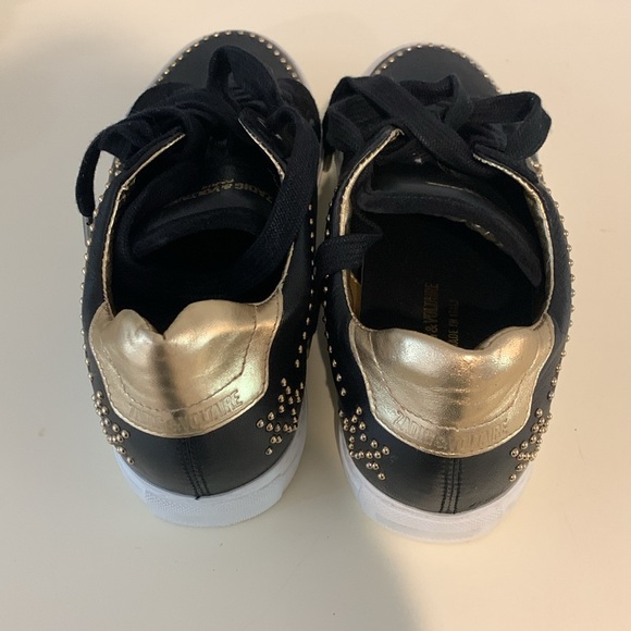 Zadig and Voltaire Black Leather Sneakers with star embellishments- NWOT - Picture 7 of 9